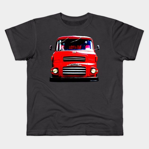 Albion Reiver classic 1970s lorry high contrast red Kids T-Shirt by soitwouldseem